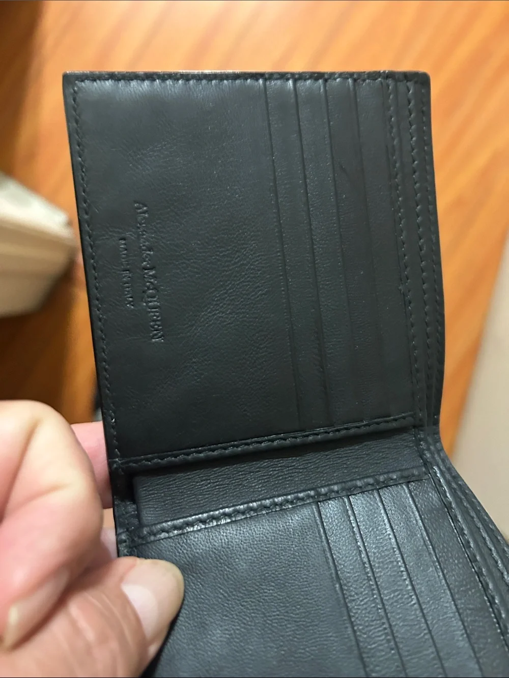 Alexander McQueen Black Perforated Leather Card Wallet